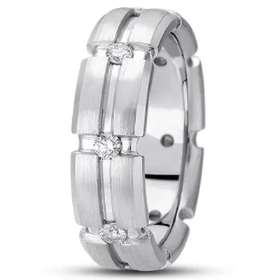 Exquisite Incised Diamond Wedding Ring  1 - view 1 of 2