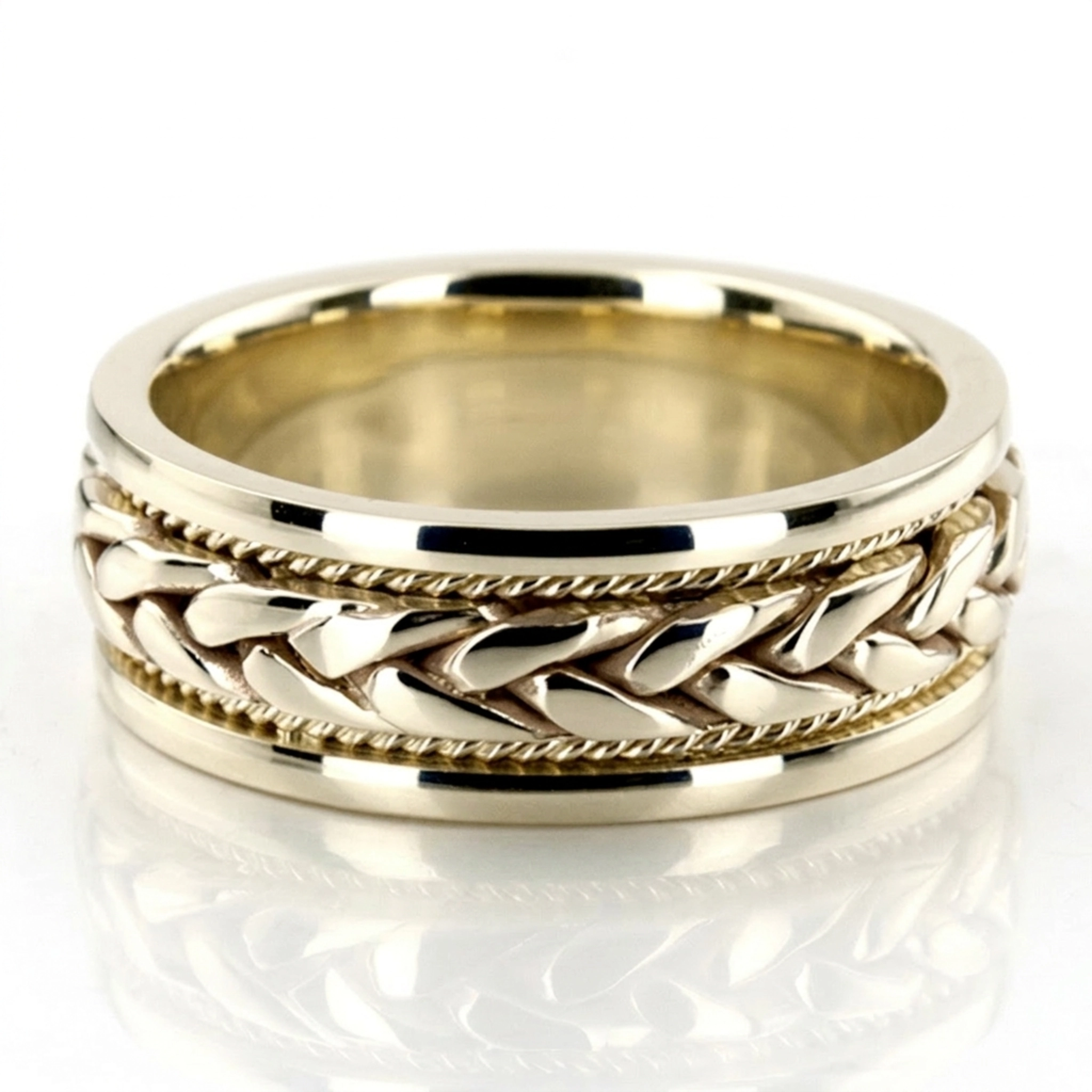 10K yellow gold 8.5mm. high polish hand-made-wedding-ring - main view