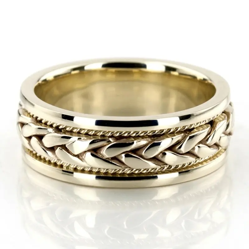 14K yellow gold 8.5mm. high polish hand-made-wedding-ring - main view