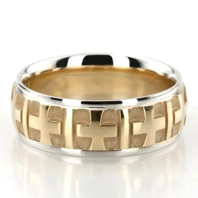 Fine Cross Religious Wedding Ring  - view 1 of 6