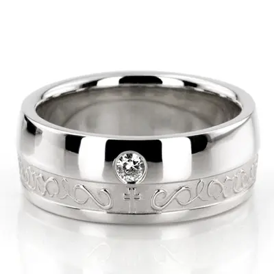 Traditional Cross Diamond Wedding Ring - view 2 of 4