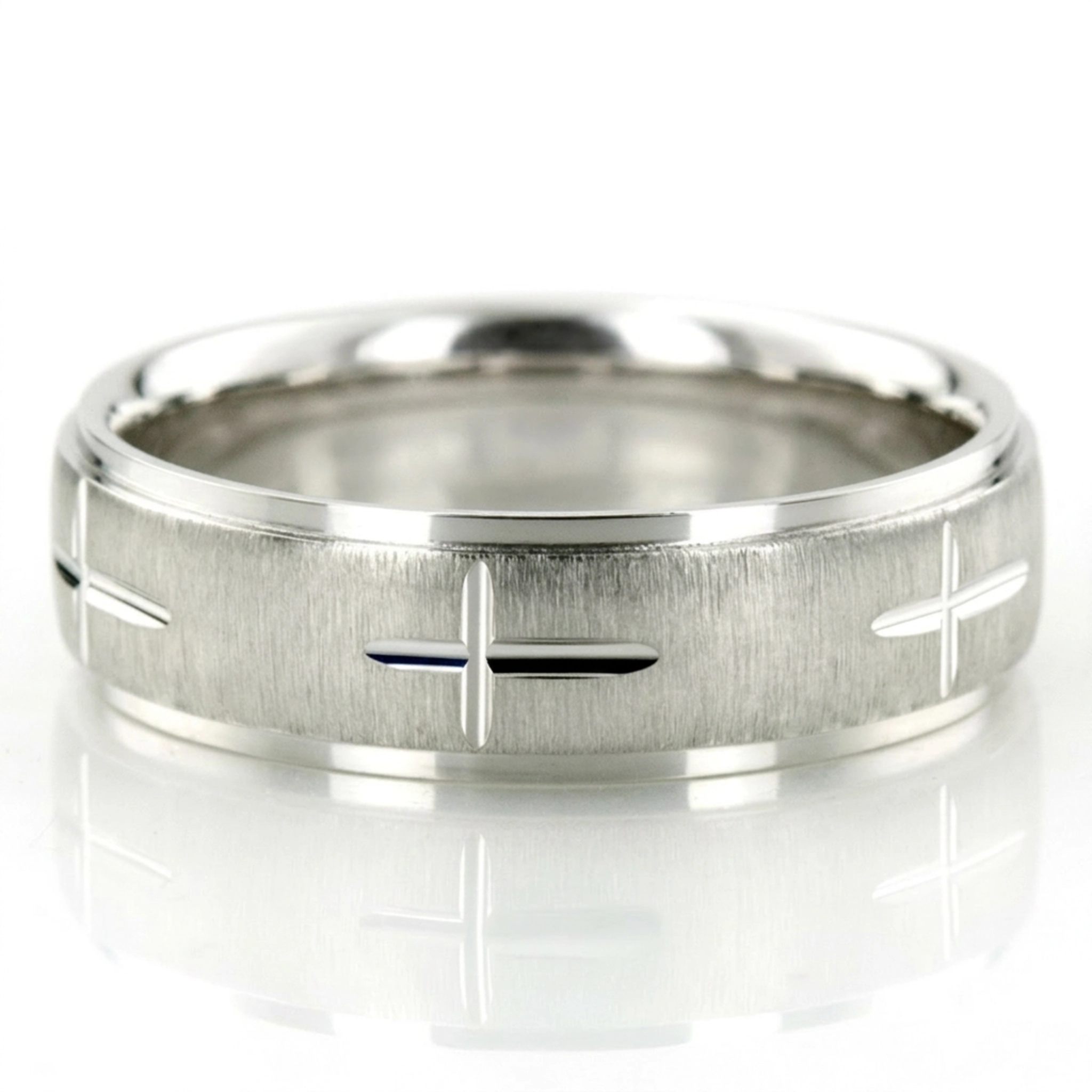 Exquisite Cross Carved Design Wedding Ring  - main view