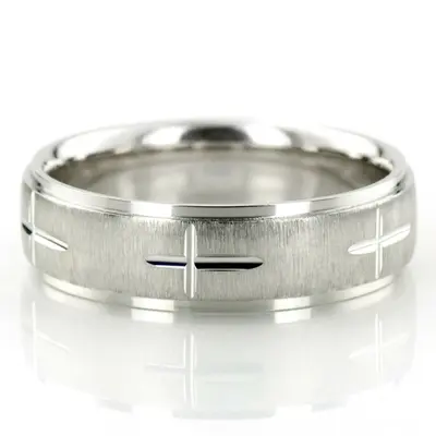 Exquisite Cross Carved Design Wedding Ring  - main view thumbnail