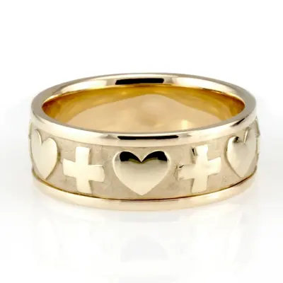 Cross & Heart Christian Wedding Ring  - view 1 of 4