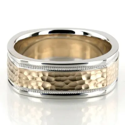Attractive Hammered Square Wedding Band  - view 1 of 7