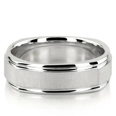 Basic Carved Four Sided Wedding Ring  - view 1 of 7