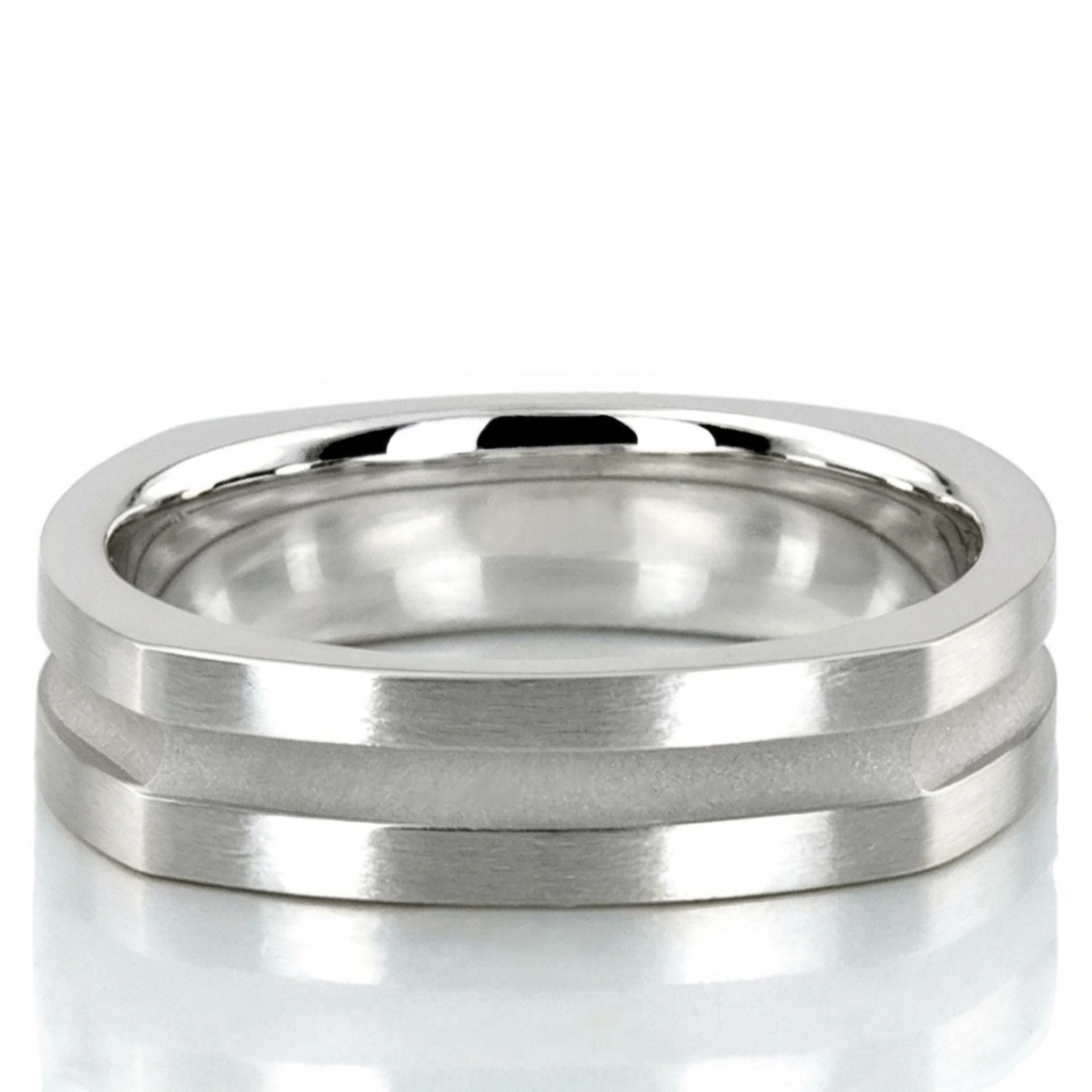 14K white gold 5mm. satin hand-made-hand-woven-wedding-band - main view