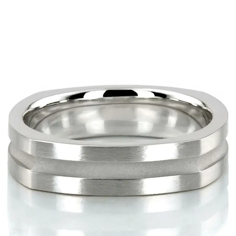 14K white gold 5mm. satin hand-made-hand-woven-wedding-band - main view