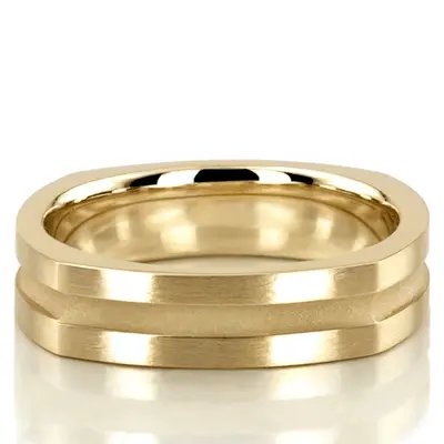 Deeply Carved Square Wedding Ring  - view 2 of 8