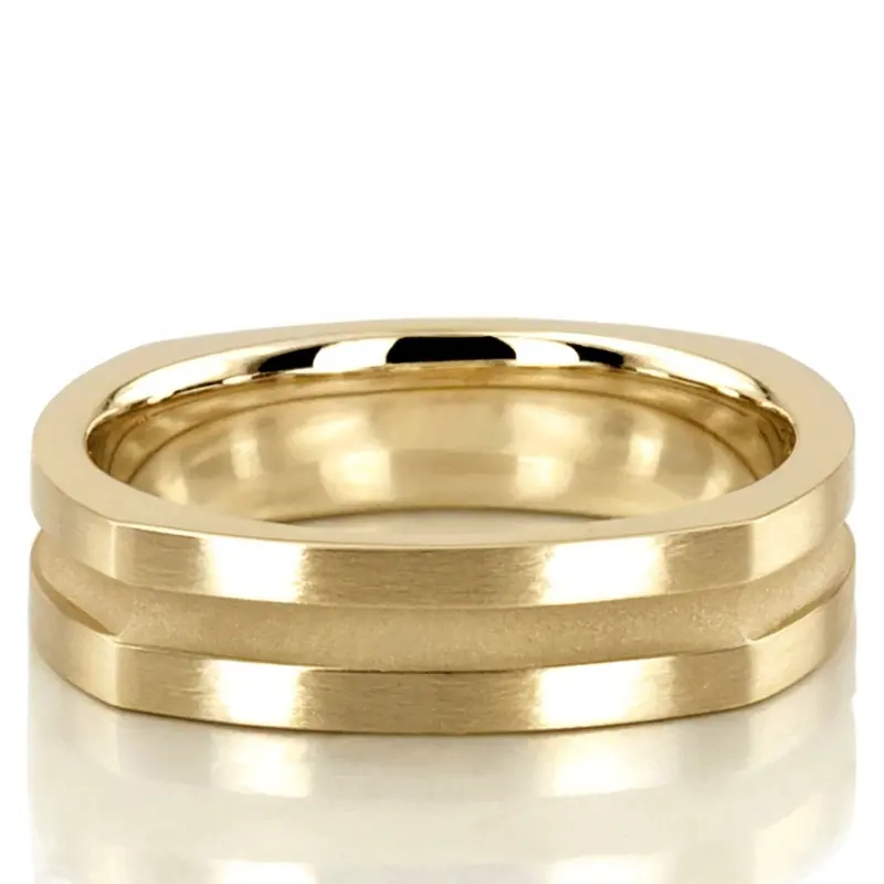 14K yellow gold 5mm. satin hand-made-hand-woven-wedding-band - alternate view 2