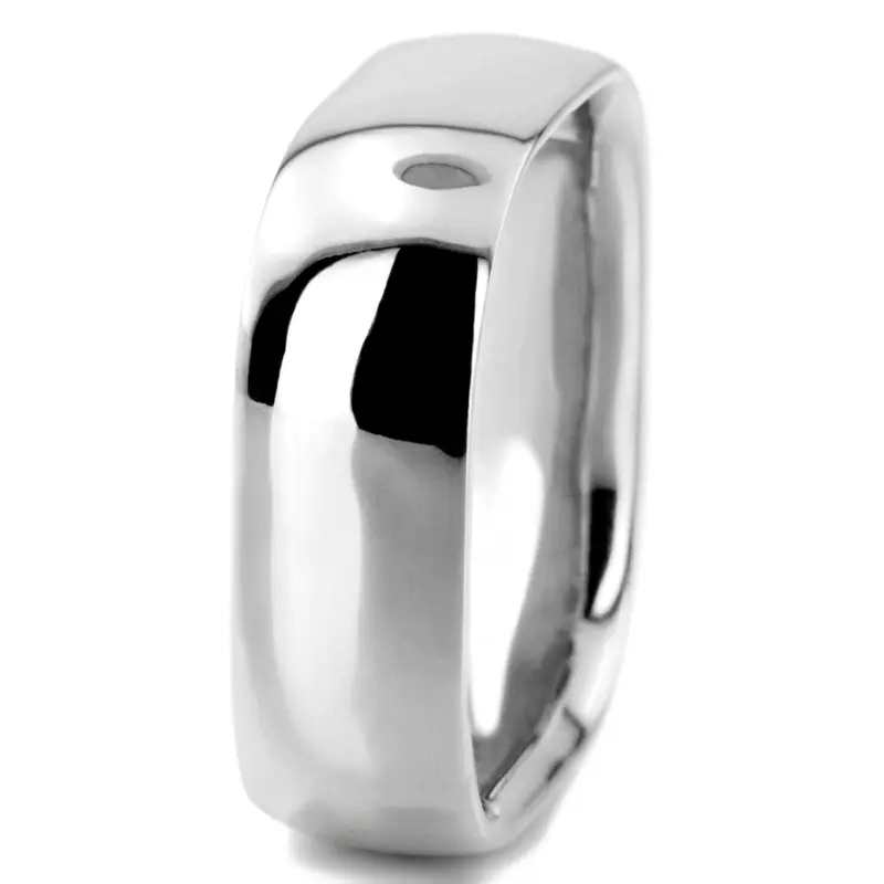 10K white gold 7mm. high polish Modern-Square-Dome-Wedding-Ring - main view