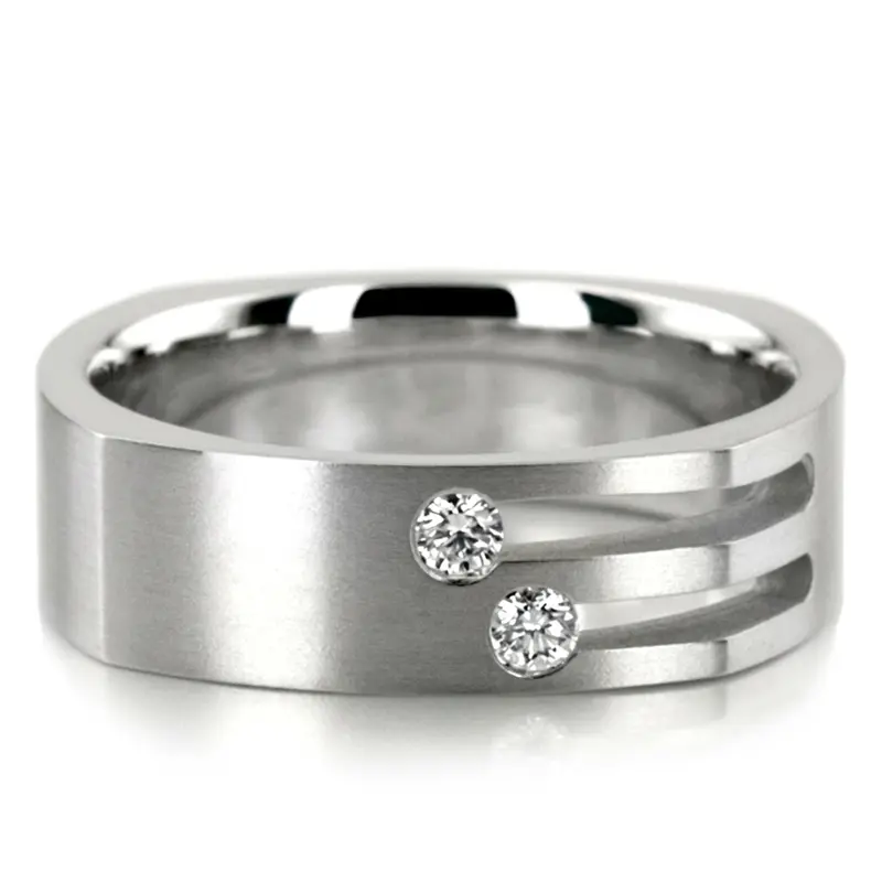 10K white gold 6mm. satin diamond-classic-round-cut-wedding-band - main view