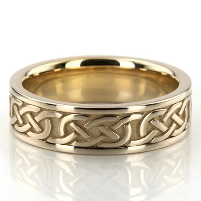 18K yellow gold 6mm. high polish hand-made-celtic-wedding-band - main view