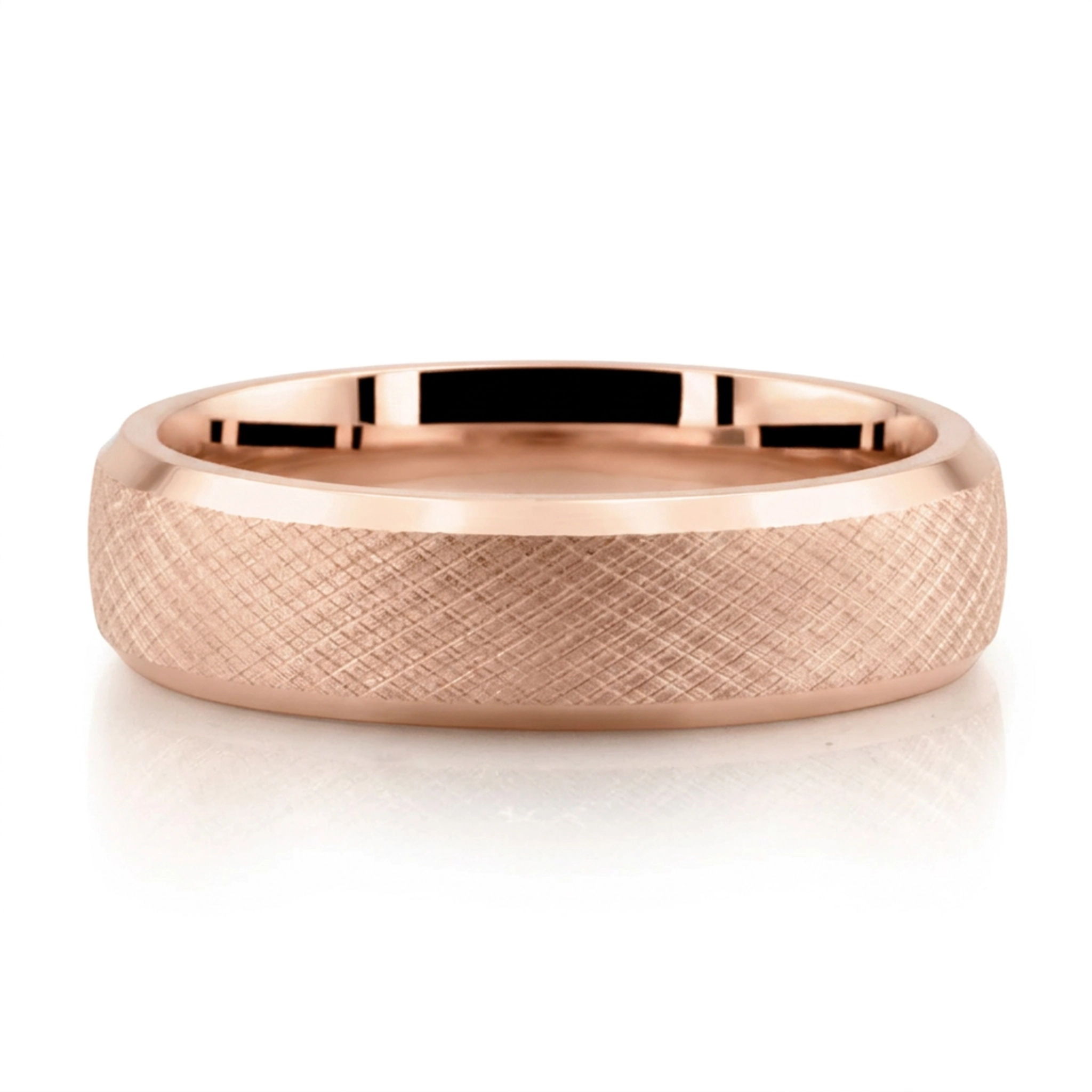 10K pink gold 6mm. same as picture Weave Design Unisex Wedding Ring - alternate view 3