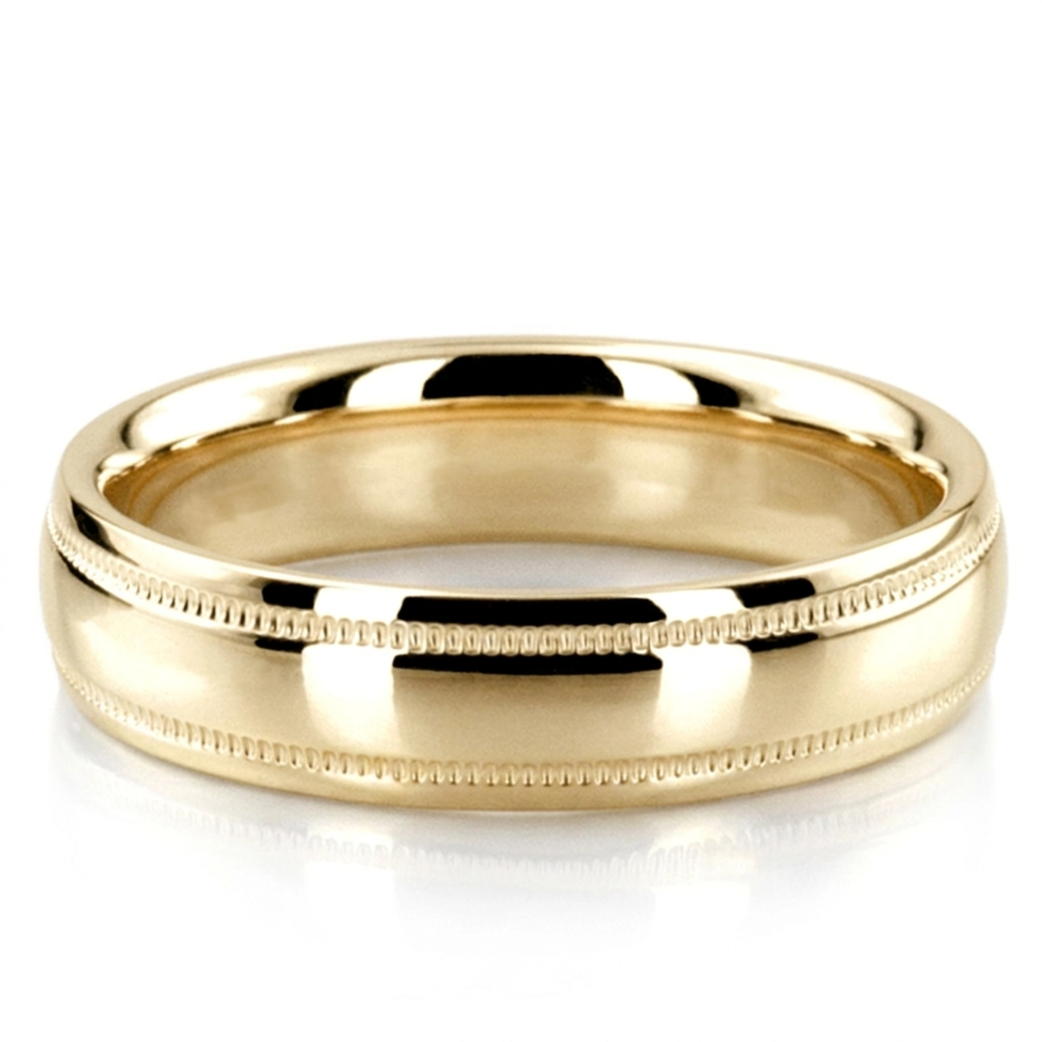 10K yellow gold 5mm. high polish basic-carved-wedding-bands - alternate view 4