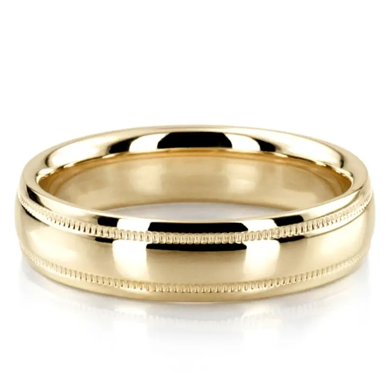 10K yellow gold 5mm. high polish basic-carved-wedding-bands - alternate view 3