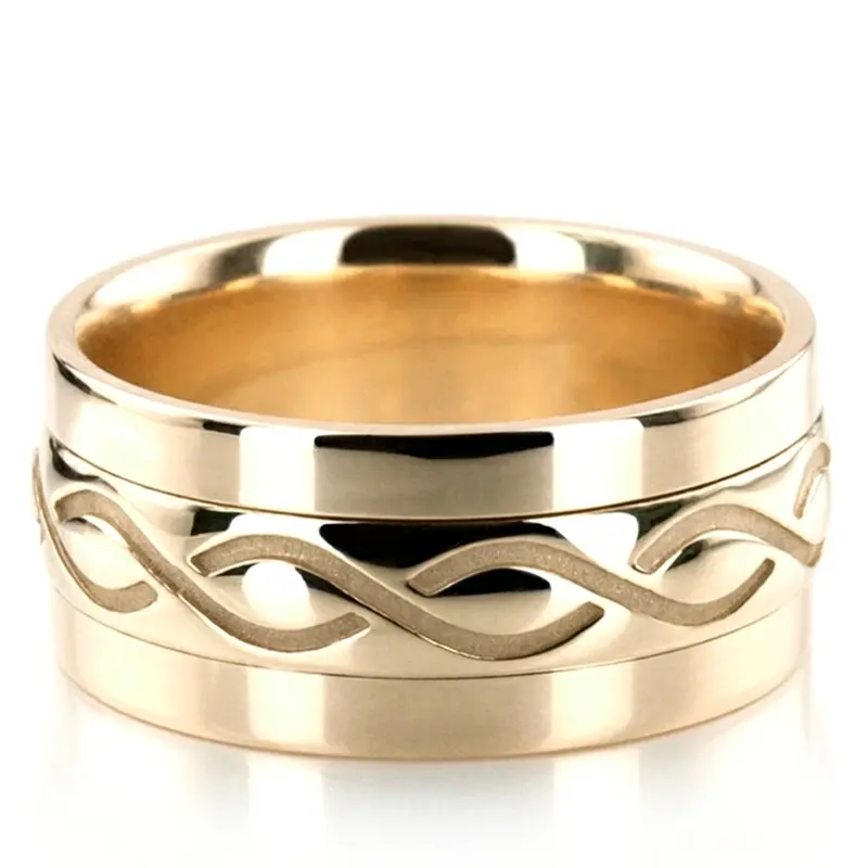 10K yellow gold 10mm. high polish hand-made-celtic-wedding-band - alternate view 2