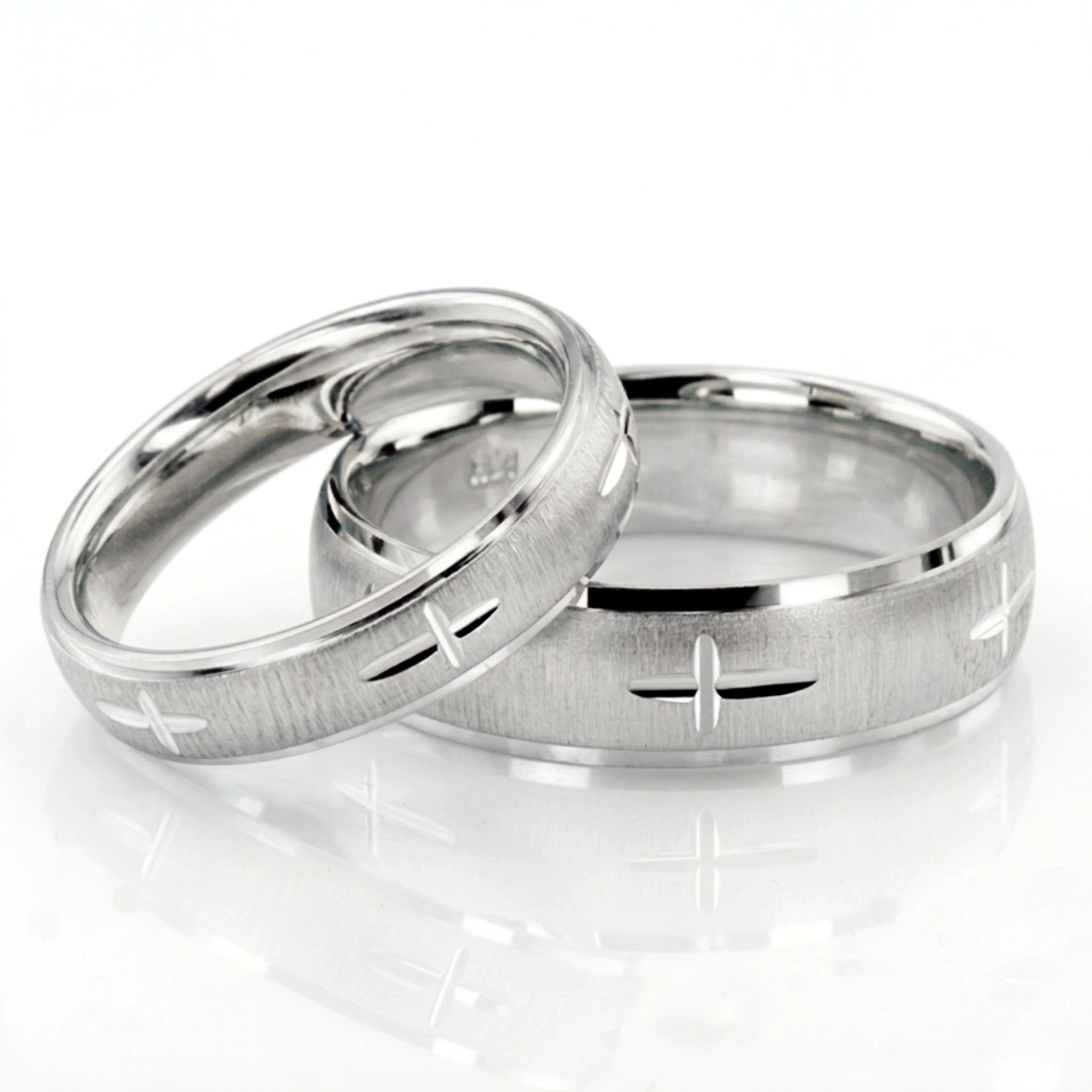 18K his-and-her-basic-carved-religious-wedding-band - alternate view 2