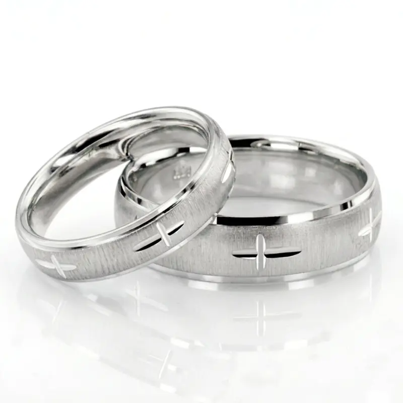 14K his-and-her-basic-carved-religious-wedding-band - alternate view 2
