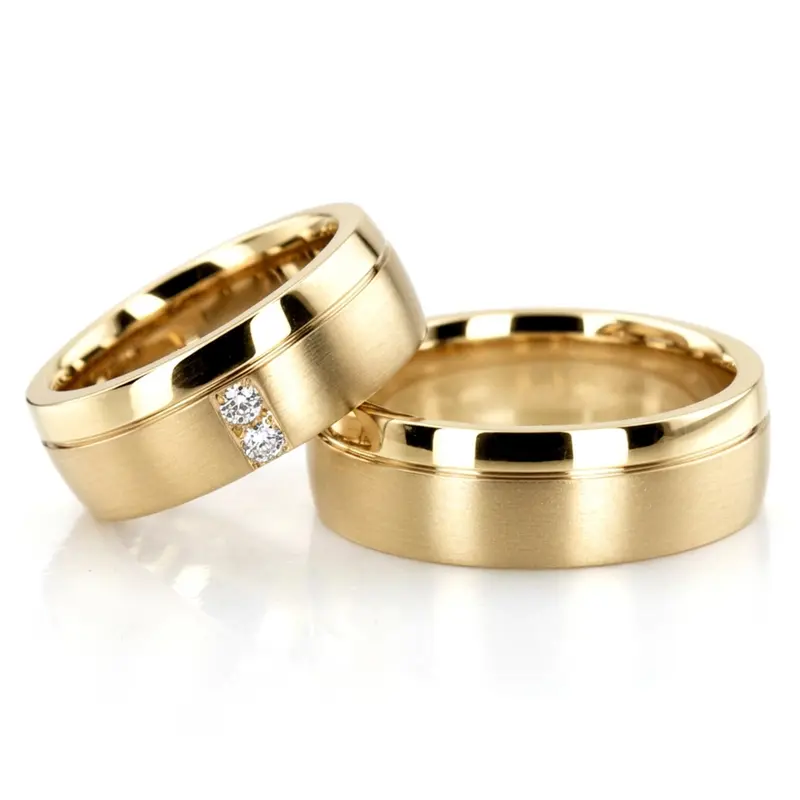 10K Classic-Diamond-Step-Edge-Wedding-Ring-Set - alternate view 2