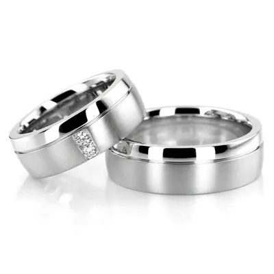 Classic Diamond Step Edge Wedding Ring Set - view 1 of 6