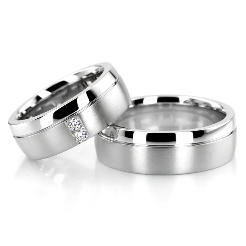 10K Classic-Diamond-Step-Edge-Wedding-Ring-Set - main view
