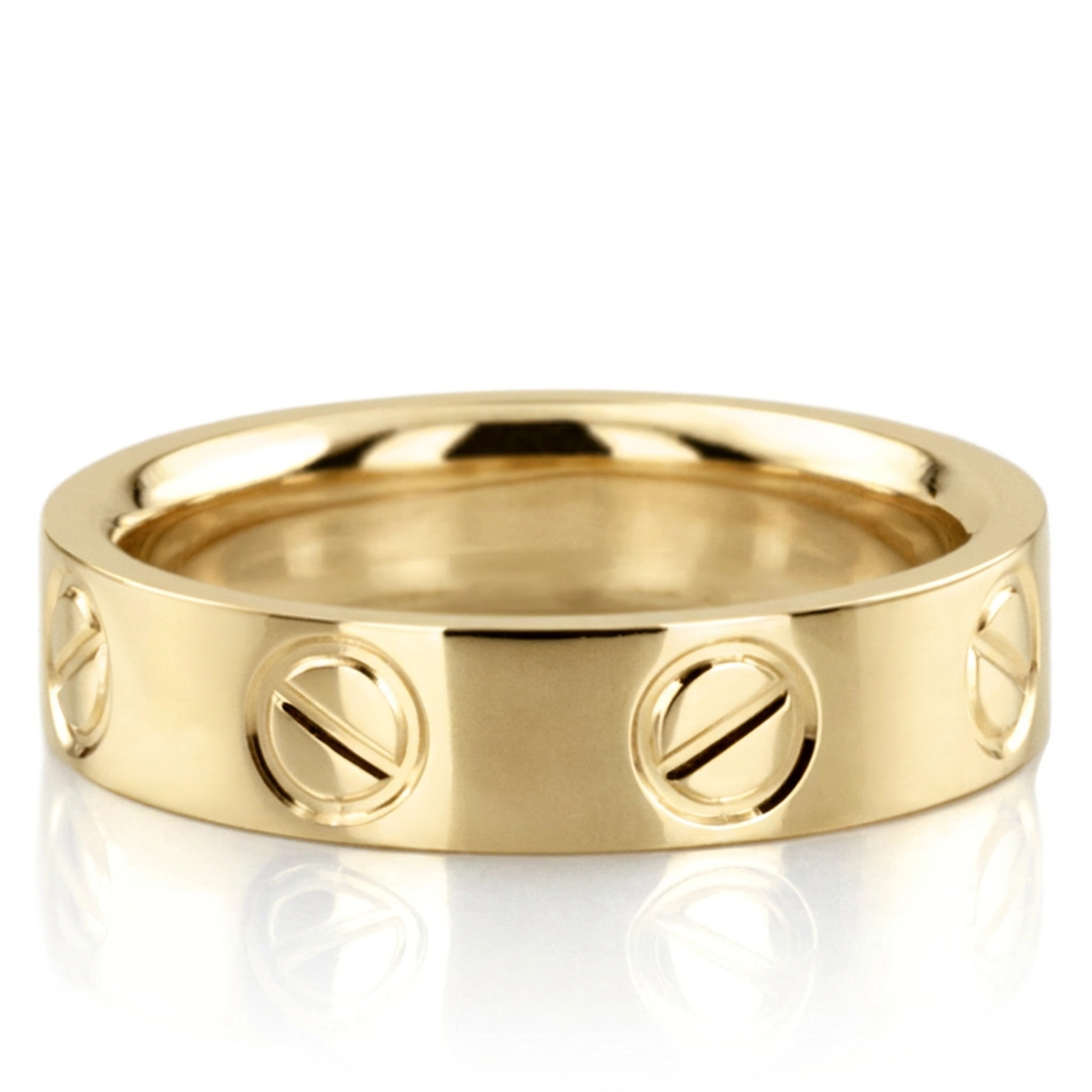10K yellow gold 5mm. high polish Cartier-Inspired-Wedding-Ring - alternate view 2