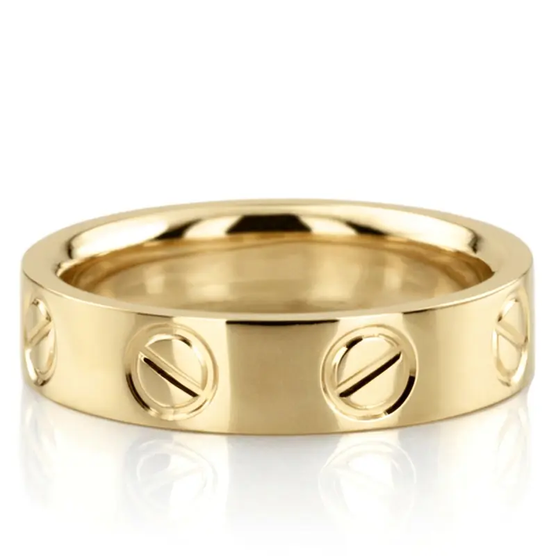 14K yellow gold 5mm. high polish Cartier-Inspired-Wedding-Ring - alternate view 2