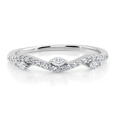 Marquise and Round Diamond Wave Ring 1/4 ct.tw - view 1 of 4
