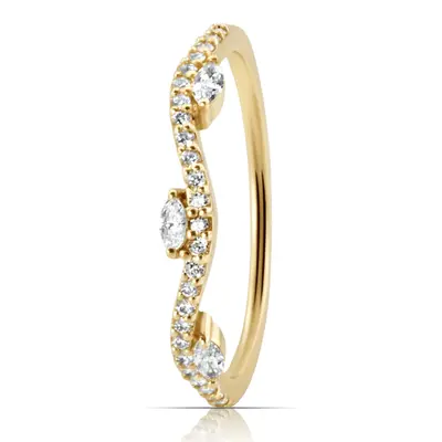 Marquise and Round Diamond Wave Ring 1/4 ct.tw - view 4 of 4