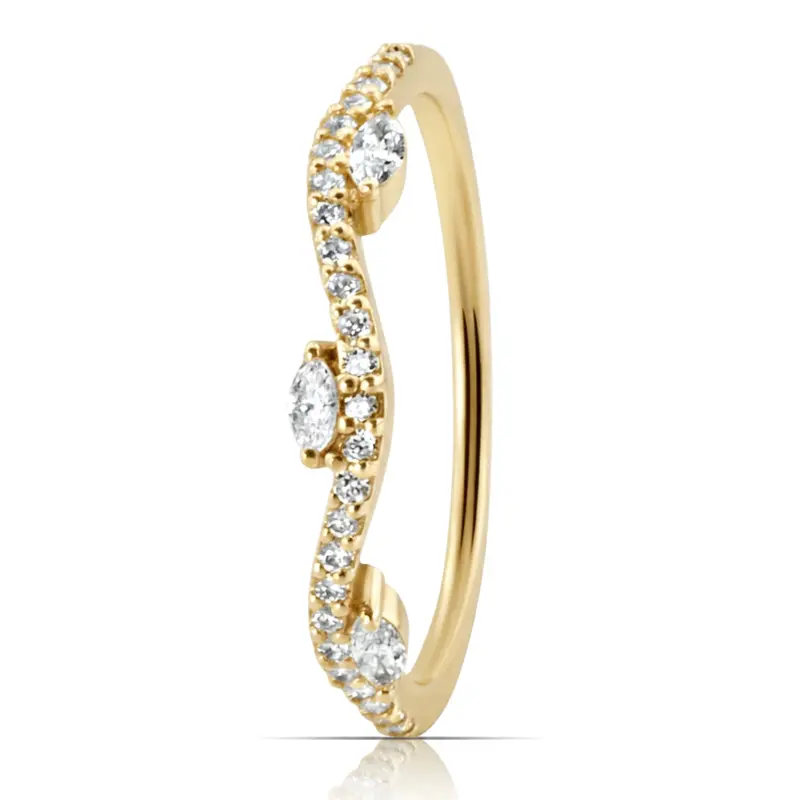 14K white gold Marquise and Round Diamond Wave Ring 1/4 ct.tw - alternate view 4