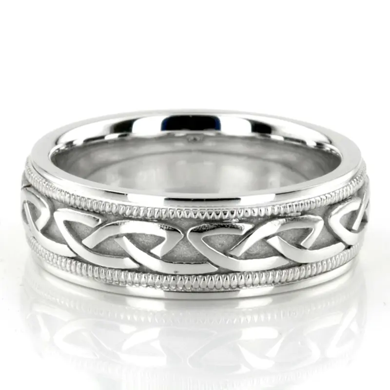 platinum 6mm. high polish hand-made-celtic-wedding-band - main view