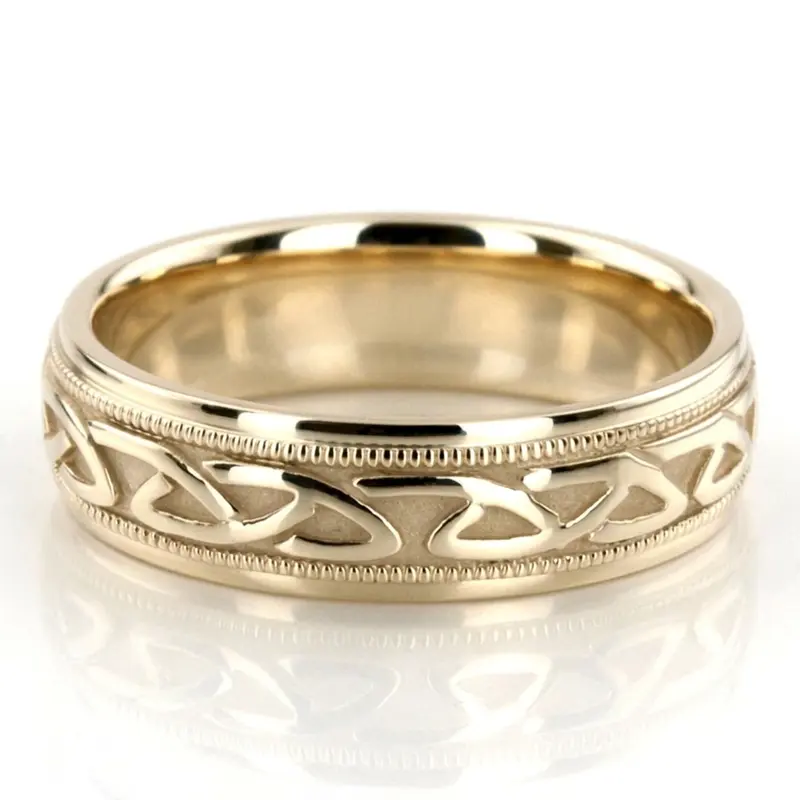 platinum 6mm. high polish hand-made-celtic-wedding-band - alternate view 2