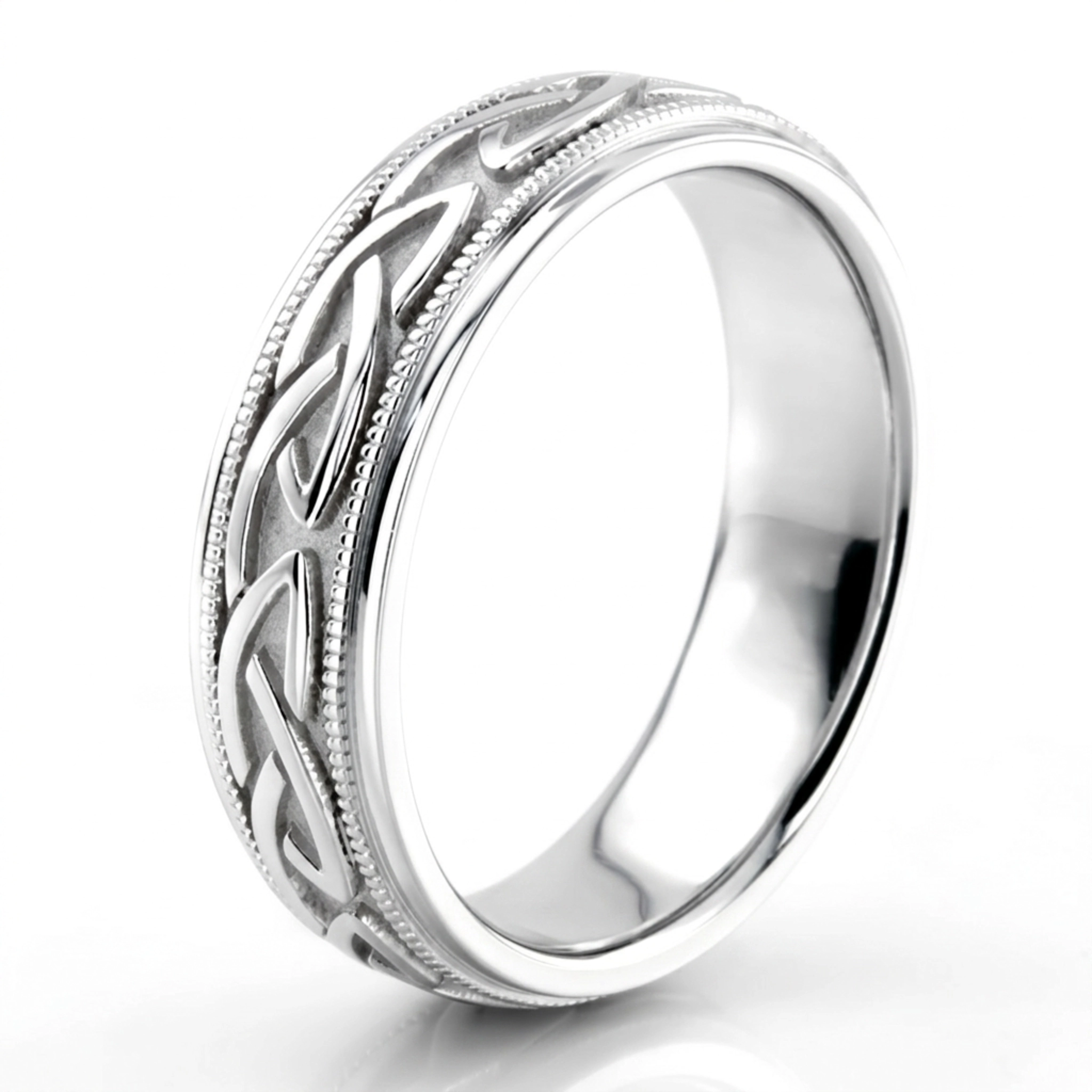 10K white gold 6mm. high polish hand-made-celtic-wedding-band - alternate view 5