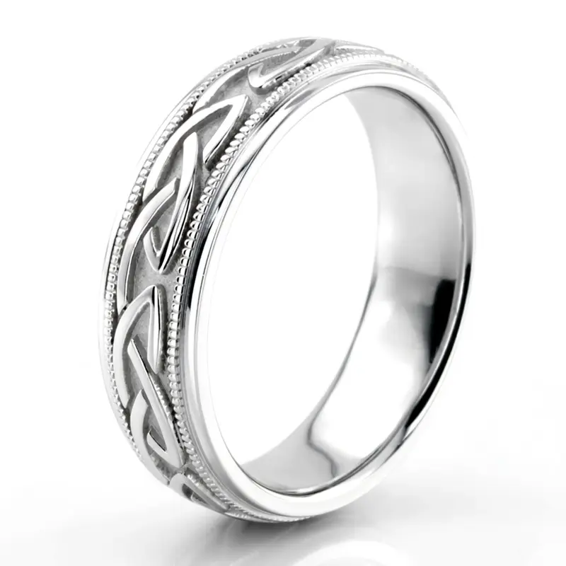 platinum 6mm. high polish hand-made-celtic-wedding-band - alternate view 5