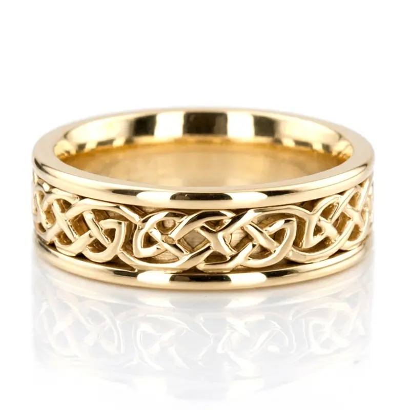 10K yellow gold 7.5mm. high polish Knotwork-Celtic-Wedding-Ring - alternate view 3