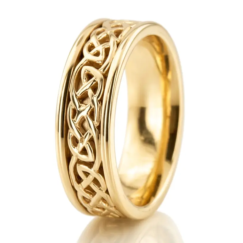 10K yellow gold 7.5mm. high polish Knotwork-Celtic-Wedding-Ring - alternate view 4