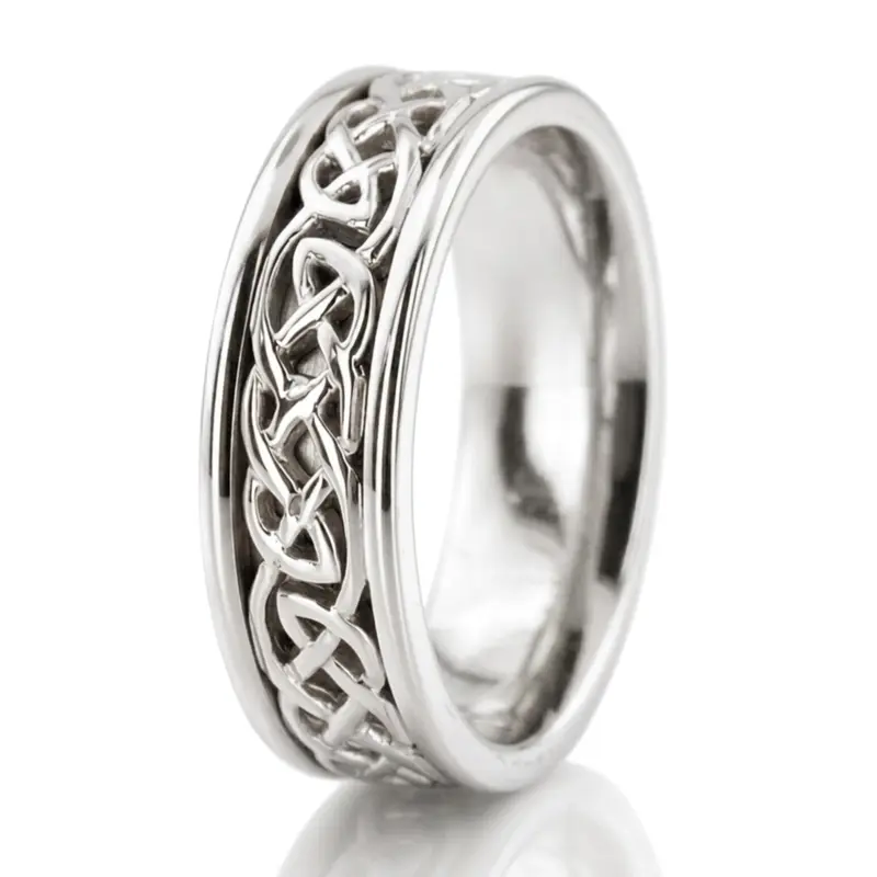 10K white gold 7.5mm. high polish Knotwork-Celtic-Wedding-Ring - alternate view 2
