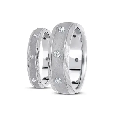 Attractive Stone Finish Diamond Wedding Ring Set - view 2 of 4