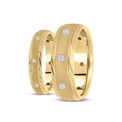 Attractive Stone Finish Diamond Wedding Ring Set - view 1 of 4