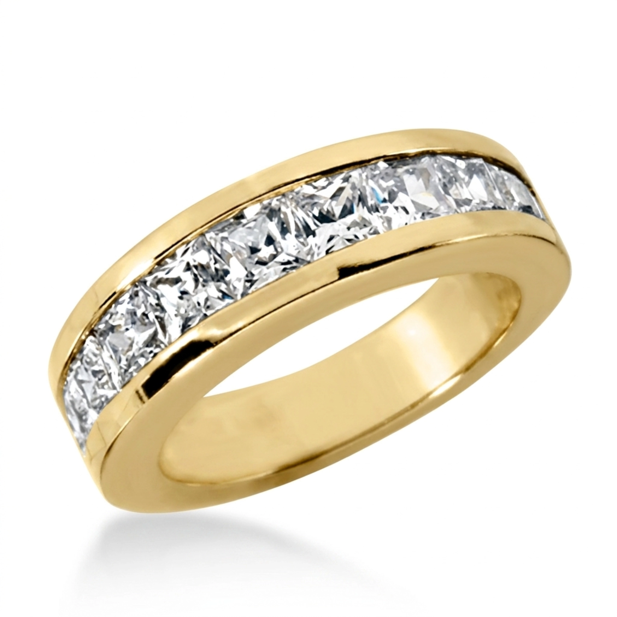 14K white gold Channel Set Princesss Cut Diamond Wedding Band (2.37 ct. tw.) - alternate view 2