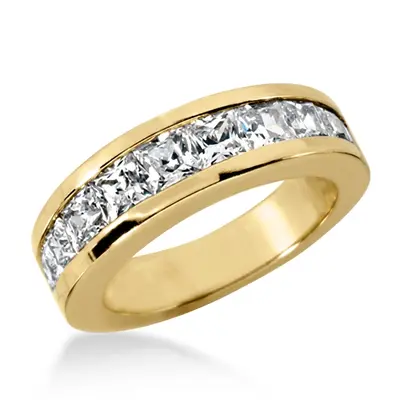 14K white gold Channel Set Princesss Cut Diamond Wedding Band (2.37 ct. tw.) - alternate view 2 thumbnail