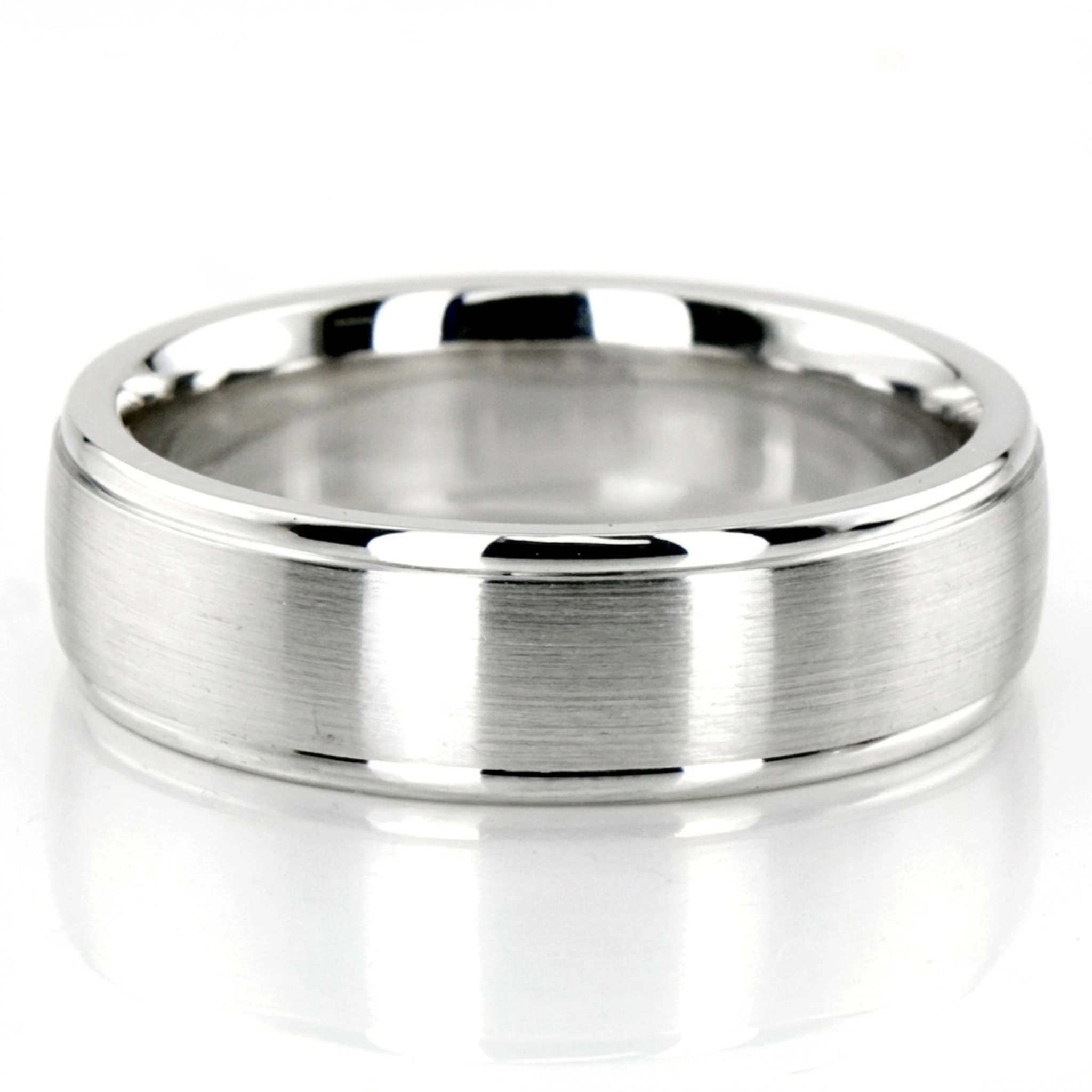 10K white gold 6mm. satin wedding-band-diamond-cut - main view