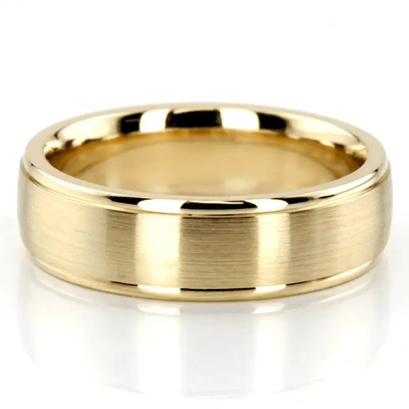 10K yellow gold 6mm. satin wedding-band-diamond-cut - alternate view 2