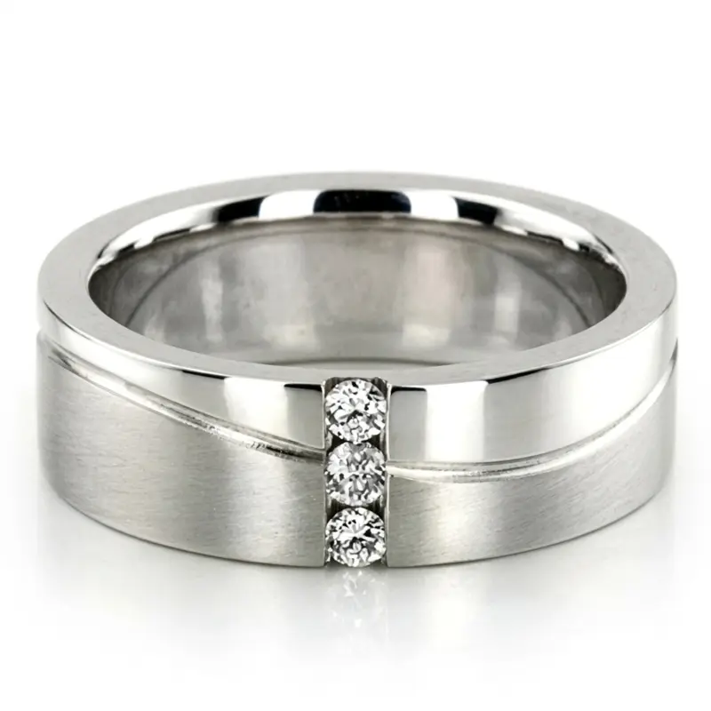 14K white gold 6mm. same as picture Wave-Design-Diamond-Wedding-Ring - main view