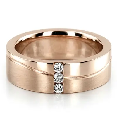 Modern Wave Design Satin and Polished Diamond Band - view 4 of 5