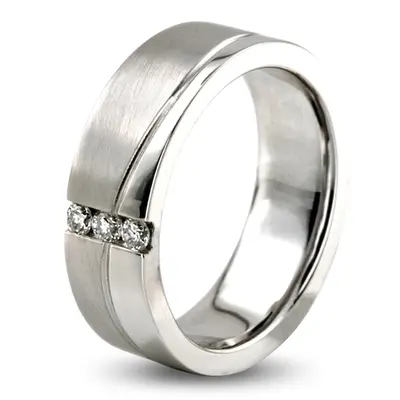 Modern Wave Design Satin and Polished Diamond Band - view 5 of 5