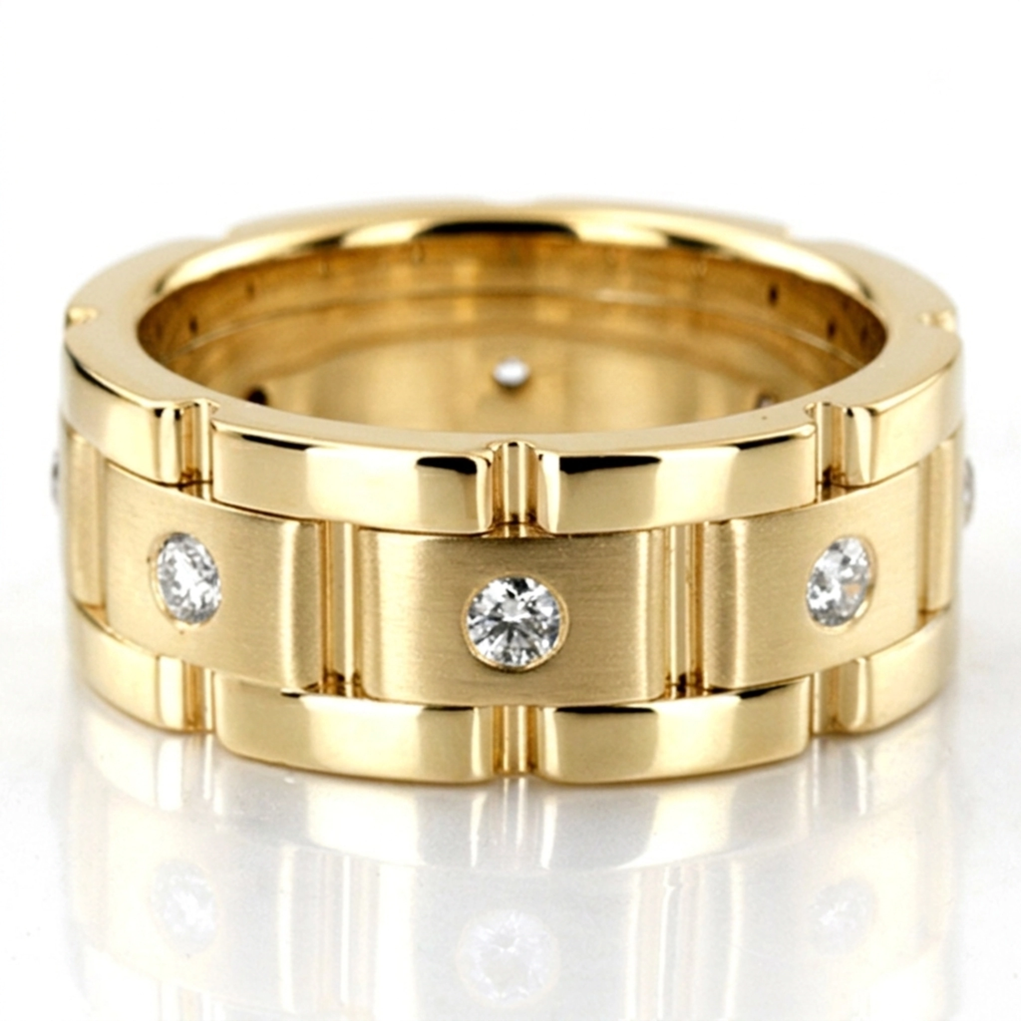 10K yellow gold 8.5mm. satin diamond-classic-round-wedding-band - alternate view 2