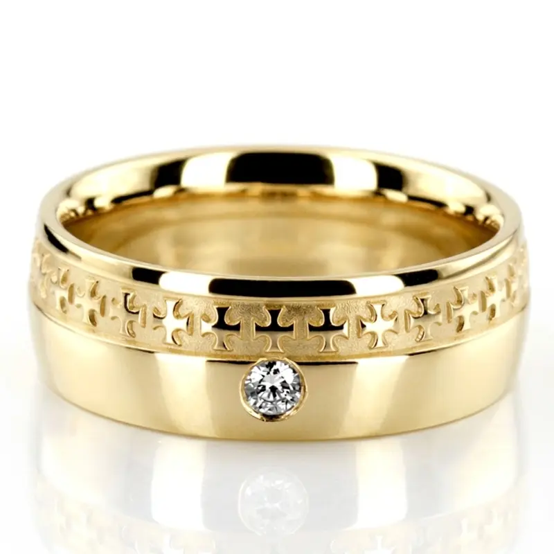 platinum 8mm. high polish Christian-Diamond-Wedding-Band - alternate view 2