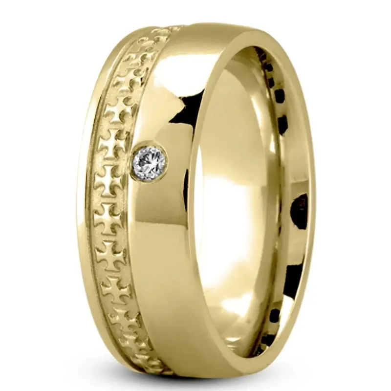 platinum 8mm. high polish Christian-Diamond-Wedding-Band - alternate view 5
